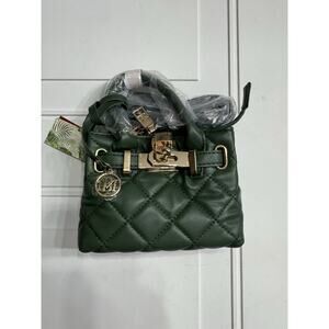 NWT Badgley Mishka Mini Diamond Quilted Tote with Crossbody Strap in Olive